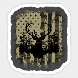 Camo US Flag Deer Elk Buck Camoflage Hunting Hunter Dad Gift Sticker